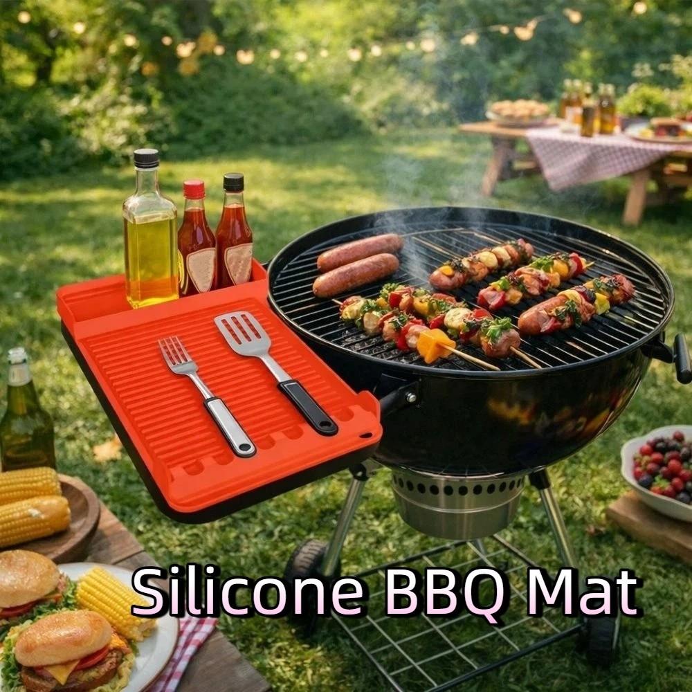 Heat-resistant BBQ Tool Mat Multi-functional Grill Mat BBQ Accessories Grill Pad  Baking