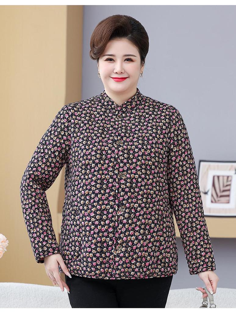 Plus Size Cotton Jacket for Women - Lightweight, Fleece-Lined, Ideal for Indoors & Outdoors. Perfect for Middle-Aged & Elderly.