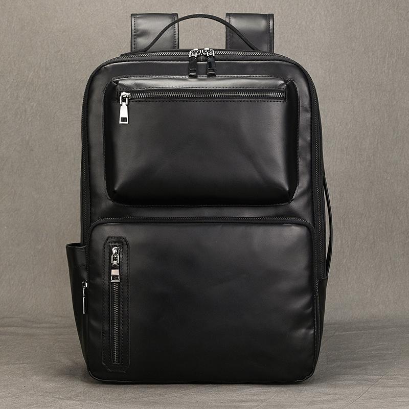 High Fashion Mens Leather Backpack For 15.6 Inch Laptop Genuine Leather School Bagpack Bag For Men Women Retro Style Large Size
