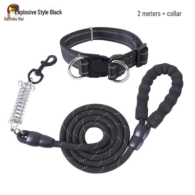 2m Anti-Shock Dog Leash with Collar for Medium & Large Breeds - Golden Retriever & Teddy Training Rope