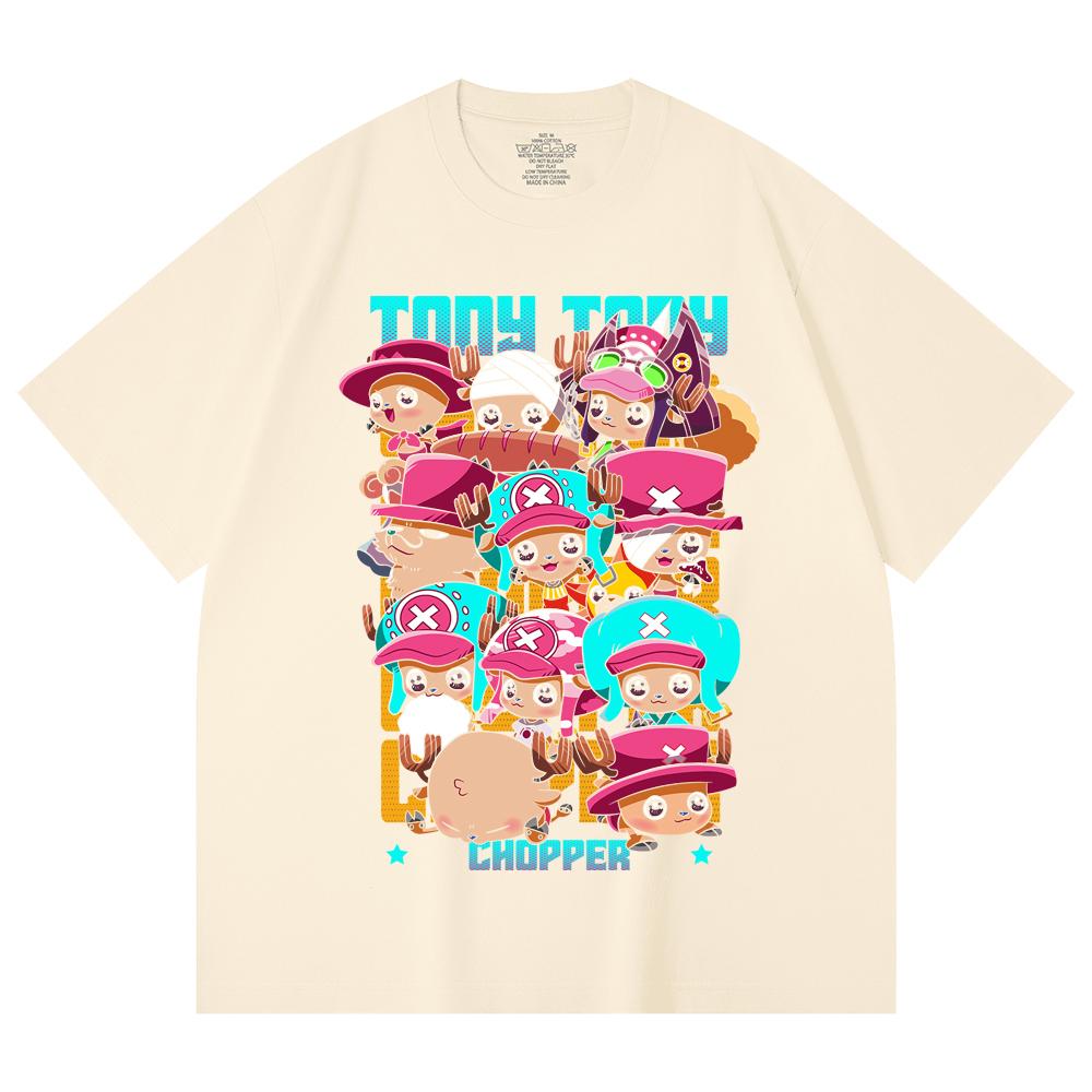 

230 Gsm 100% Cotton One Piece V44 Chopper Chibis Print Unisex Heavy Cotton T Shirt XS абрикосовый
