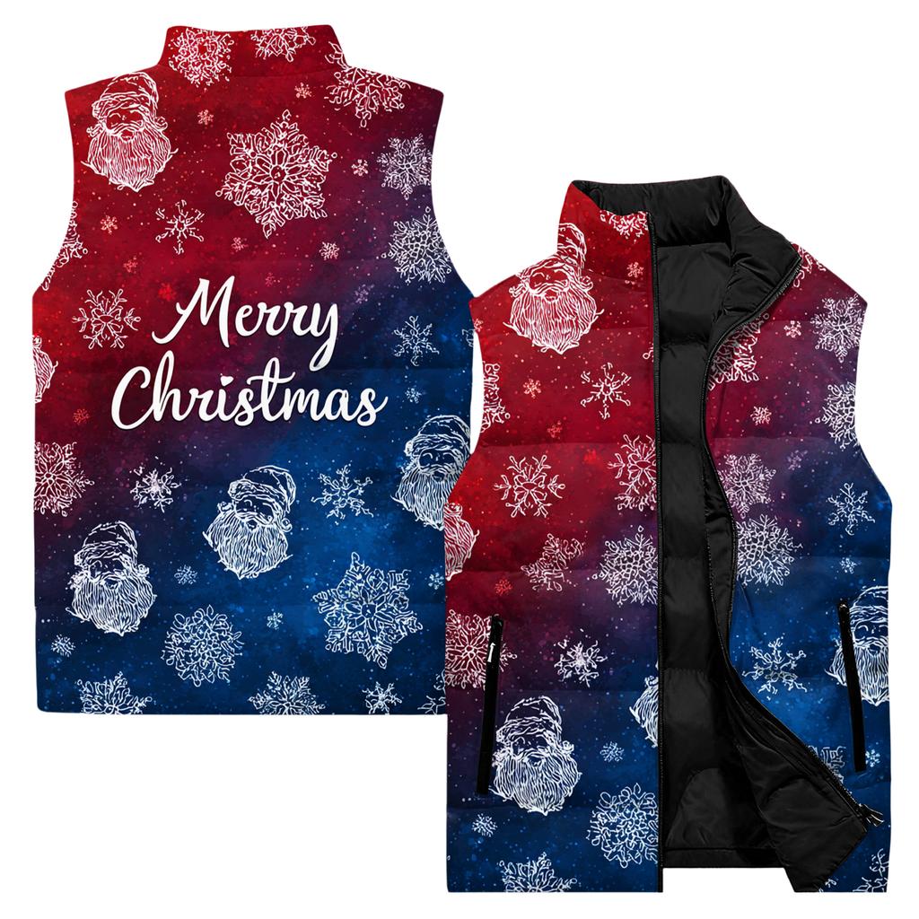Men's Casual And Fashionable Sleeveless Vest, Solid-color Printed Cotton Jacket
