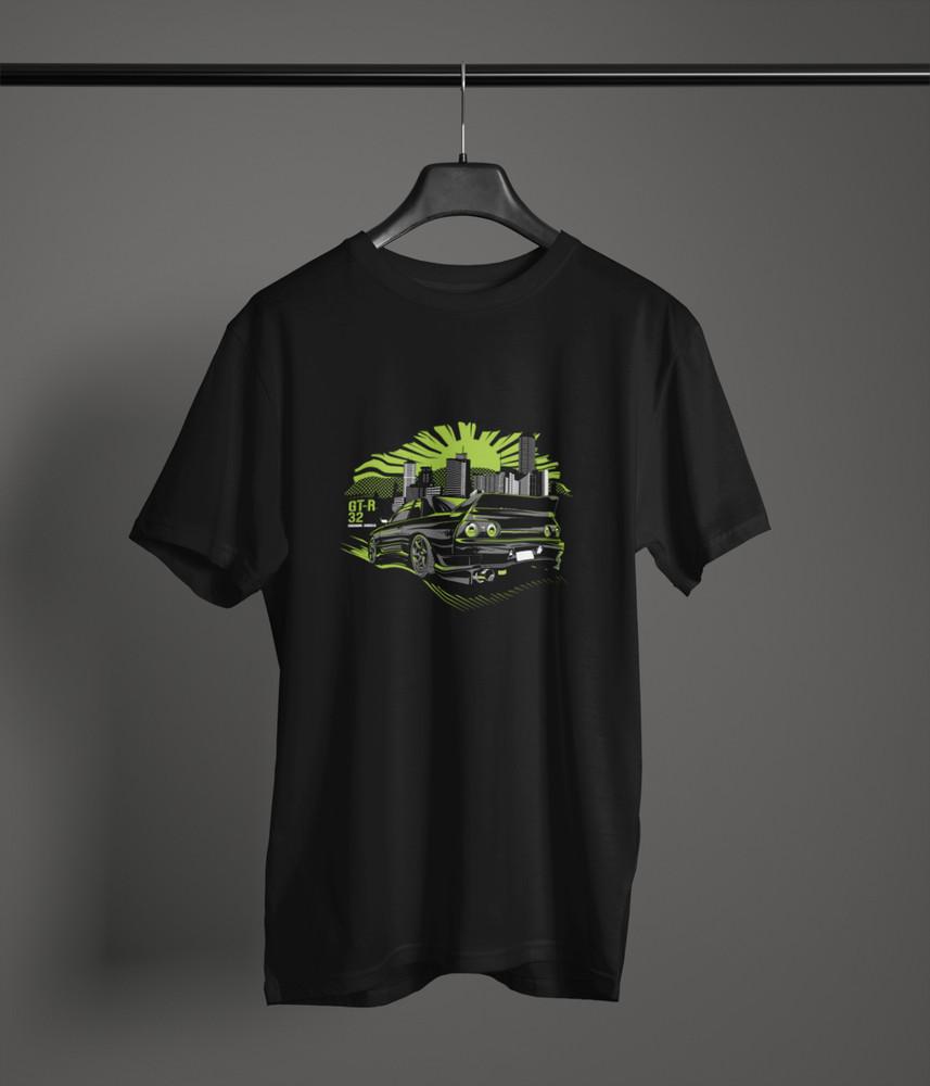 R32 Fan Art T‑Shirt 100% Cotton Skyline GTR JDM Drift Car Graphic Unisex Tee