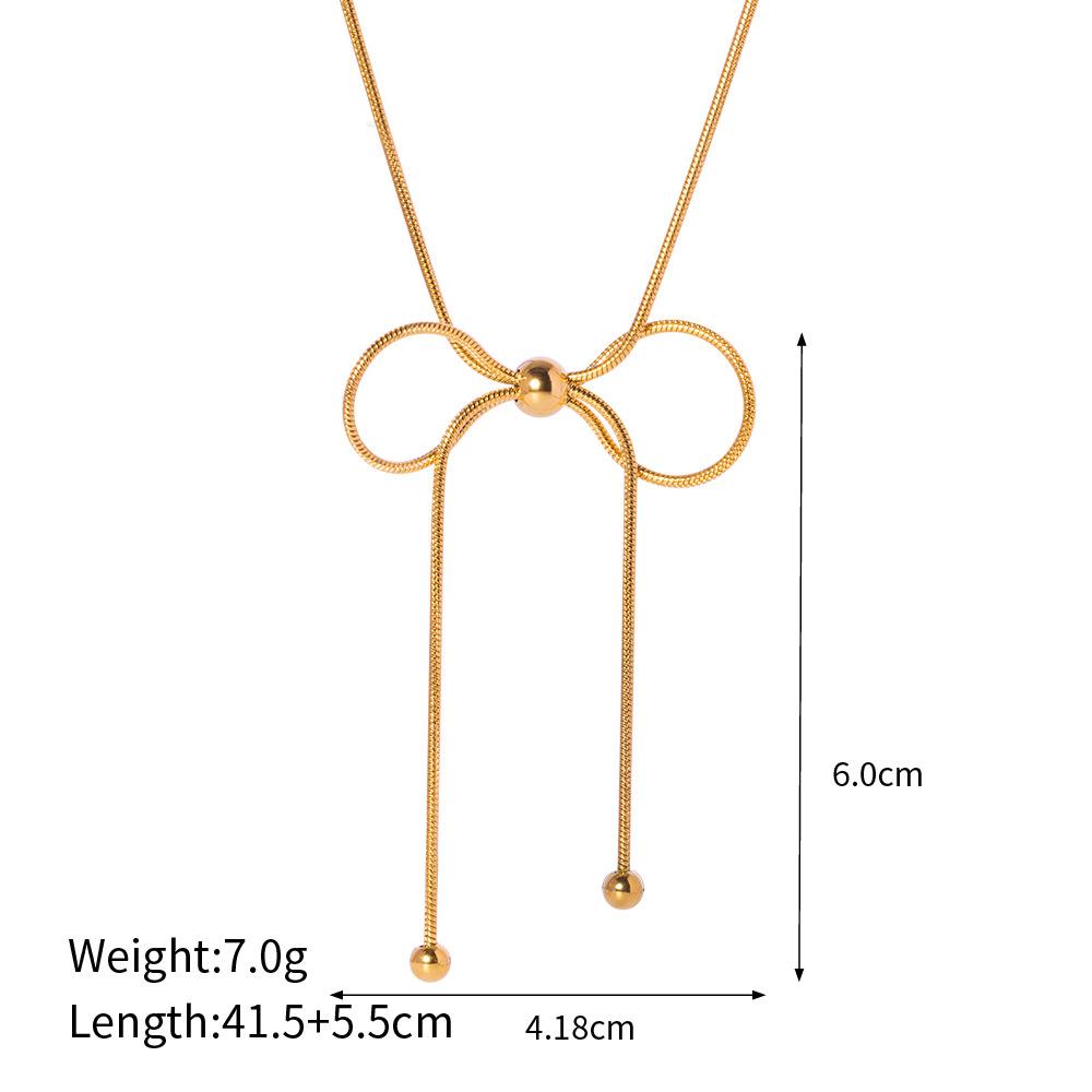  Trendy Stainless Steel Snake Chain Bow Earring Necklace for Women Stainless Steel High-Grade Delicate Jewelry Gift