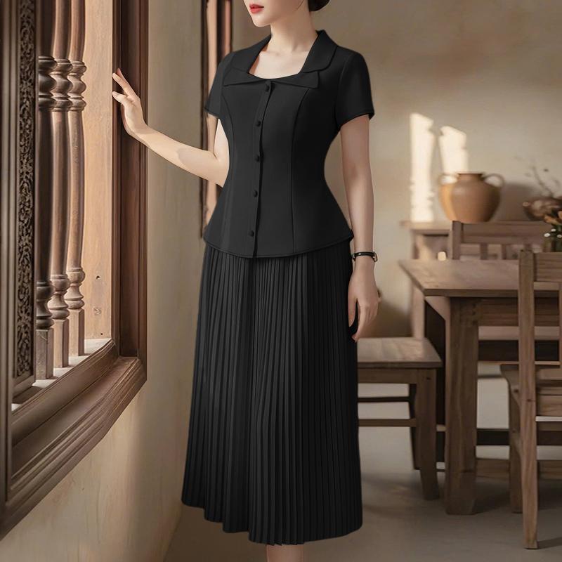 ZANZEA Damskie bluzki z krótkim rękawem i spódnice Letnie dwuczęściowe zestawy garniturowe