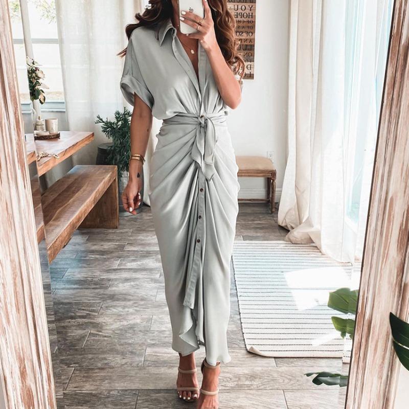 DICFY Women's Fashion Summer Spring V-Neck 3/4 Sleeves Casual Dresses