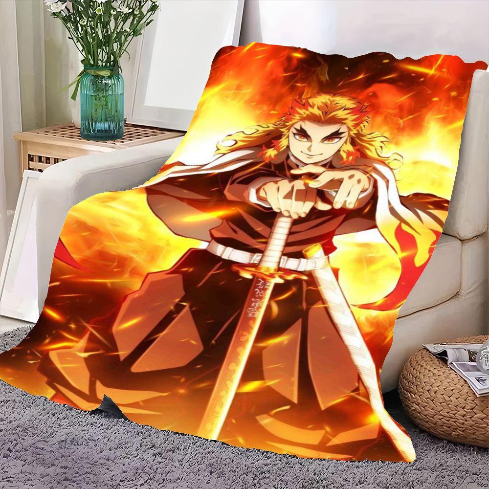 Anime Character with Fiery Energy Blanket - Dynamic Design Featuring Confident Anime Hero with Long Blonde Hair and Sword Surrou