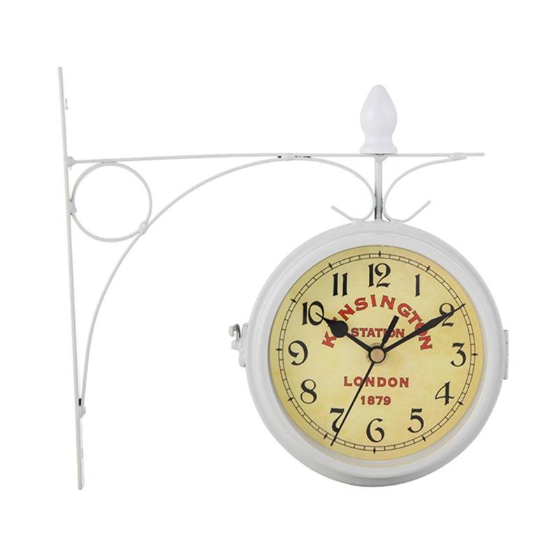 Vintage Double Side Silent Wall Clock Decorative Clock Party Decoration Supplies for Home Festival Indoor Outdoor