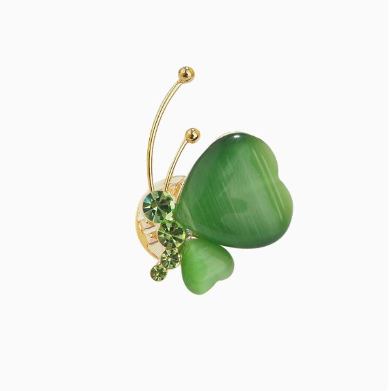 Fashionable Gem Love Butterfly Brooch, Anti-exposure Pin for Women, Metal Button To Fix Clothes, Wedding Party Gift