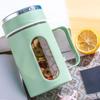 1Pieces Double Insulated Handle Glass Teacup Office Tea Cup With Handle Coffee Cup With Lid Tumbler Outdoor tableware