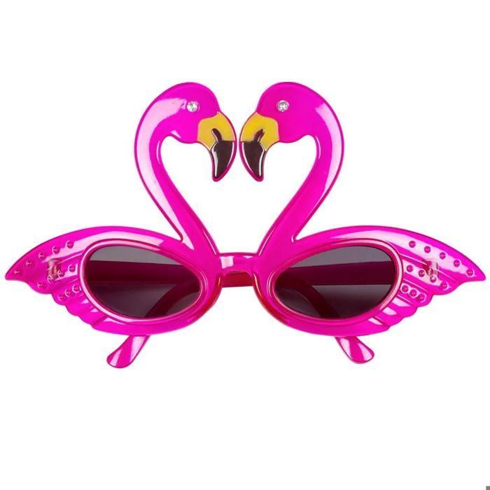 Lunettes flamant rose - adulte - noir - strass incrustés