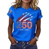 Fashion Women's Crew Neck Short Sleeve 3D Flag Color Printing Flag Short Sleeve Crew Neck T-Shirt