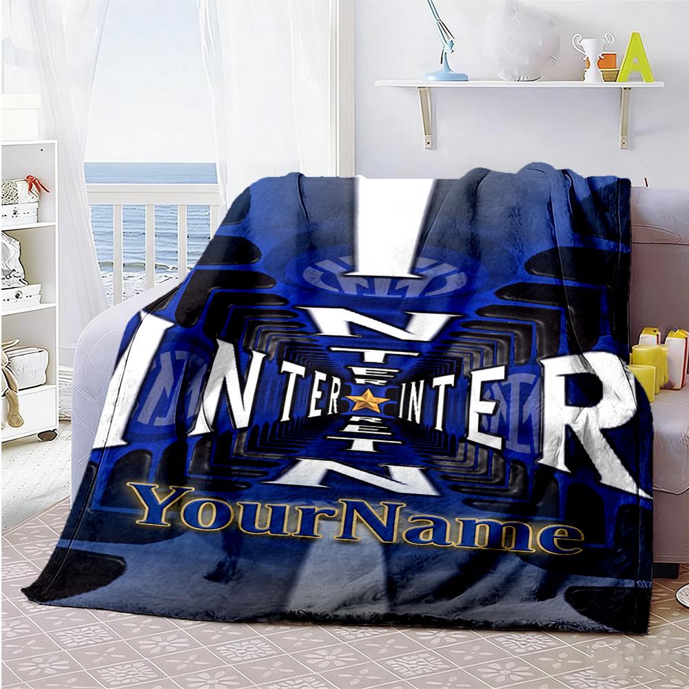 Inter Milan Personalized Name Blanket Throw Personalized Blanket Warmthful Decor Great for Picnics Sofa Seaside Living Room for All Occasions