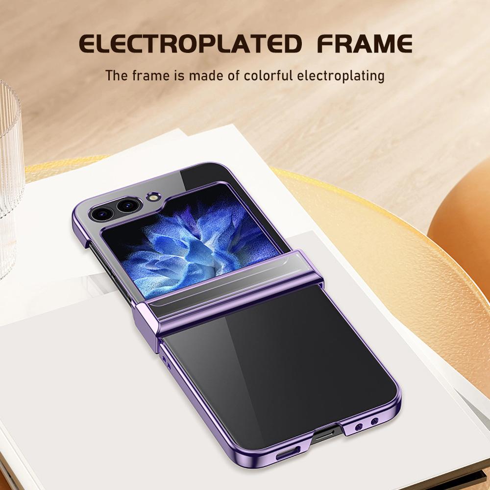 6D Plating Phone Case for Samsung Z Flip 1 2 3 4 5 6 Z Fold 2 3 4 5 6 Motorola Razr 40 50 Oppo Find N N2 N3 N5 N2 Flip Thickened Border Transparency