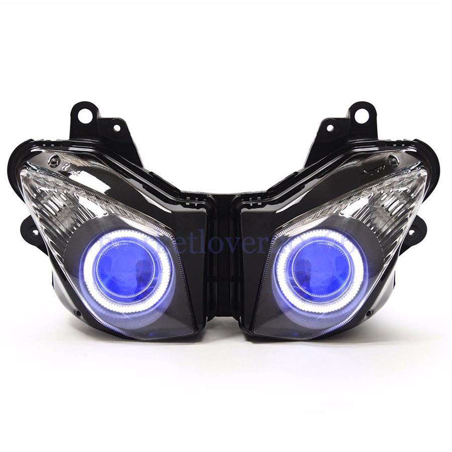 Motorcycle Headlamp Custom Modified Head Light HID Projector Headlight Assembly LED Angel Eyes For Kawasaki Ninja ZX6R 2009-2012