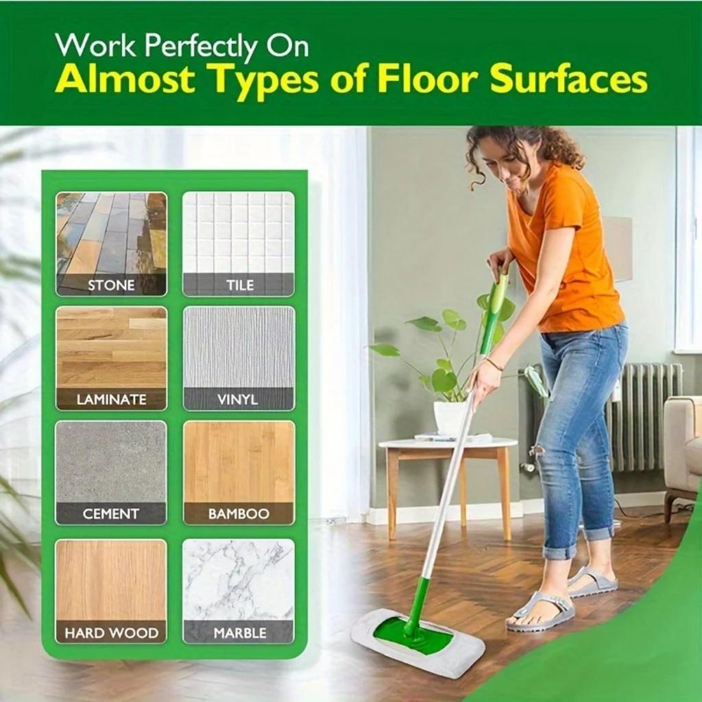 Premium 6PCS Microfiber Mop Replacement Pads – Dual-Use Wet & Dry Floor Cleaning Covers, Universal Fit for Rotating Mops, Green