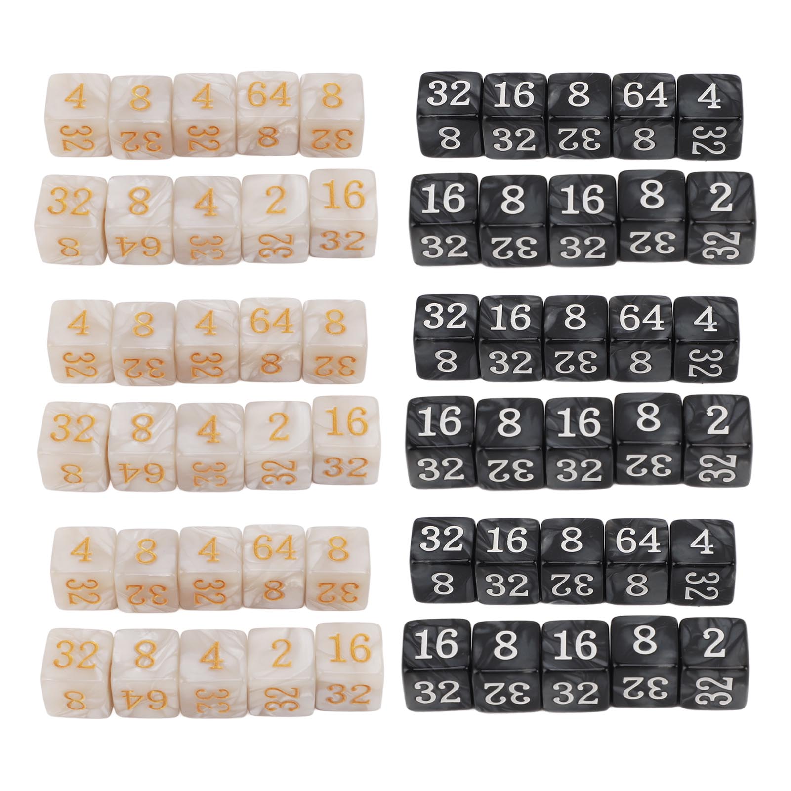 

30 шт. шестигранные игральные кости, кратные 2 номерам, пластиковые легкие портативные кубики для обучения White