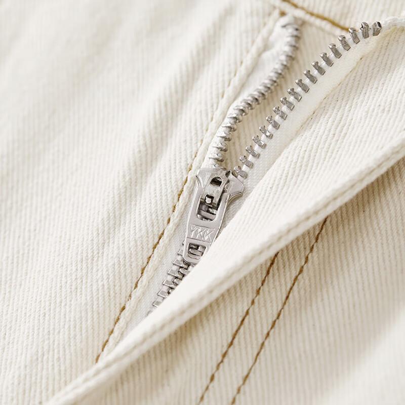 Sentubila Pure Cotton White Straight-Leg Jeans Spring And Autumn Women's Wear