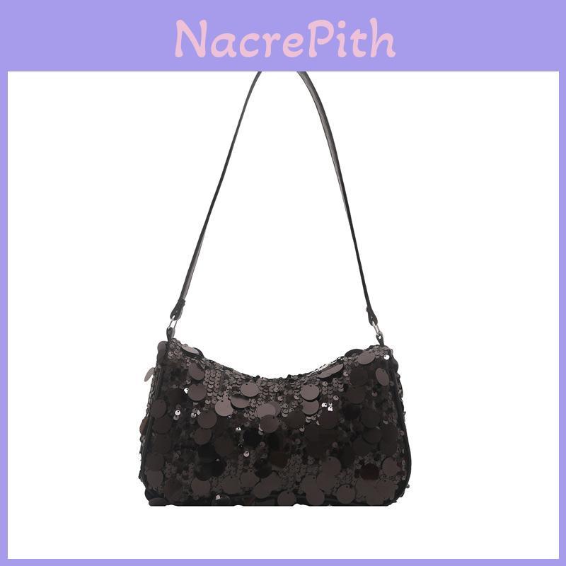 Simple Solid Color Sequin Design Women Casual Shoulder Bag For Daily Use
