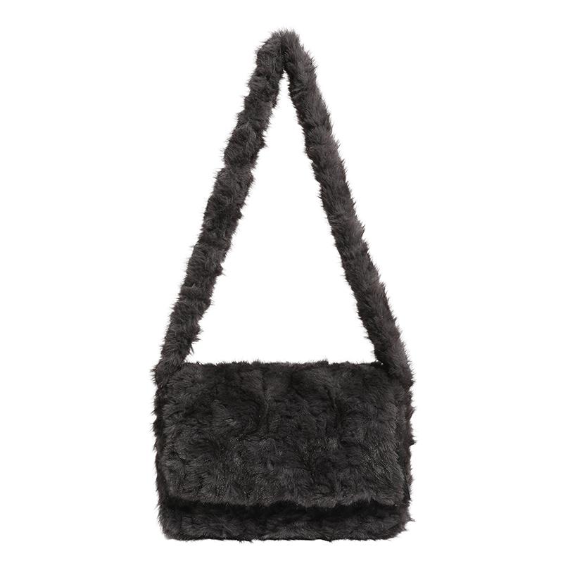 Fashionable Flap Clutch Purse Bag Soft Faux Fur Small Shoulder Bags For Women 2025 Winter Trend Korean Plush Handbags Crossbody Bag