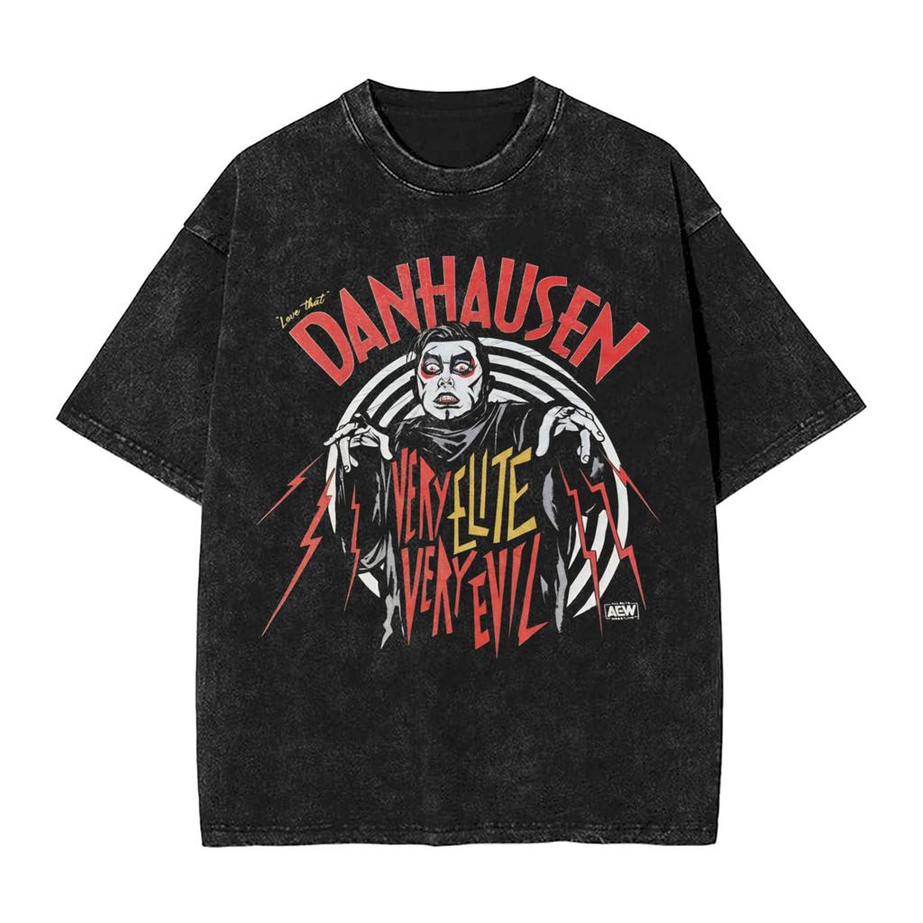 Washed T Shirts Danhausen Curses Meme Horror Hip Hop TShirts Oversize Streetwear Short Sleeve Summer Tops Tees Men Women