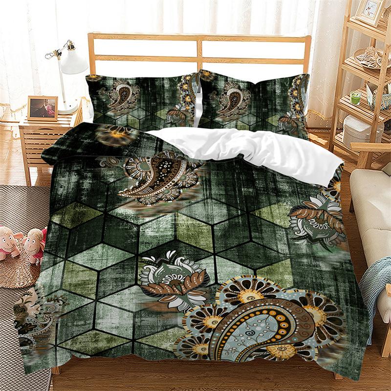 Geometric Duvet Cover Abstract Marble Bedding Set Microfiber Vintage Exotic Floral Pattern Comforter Cover Twin King Single Size