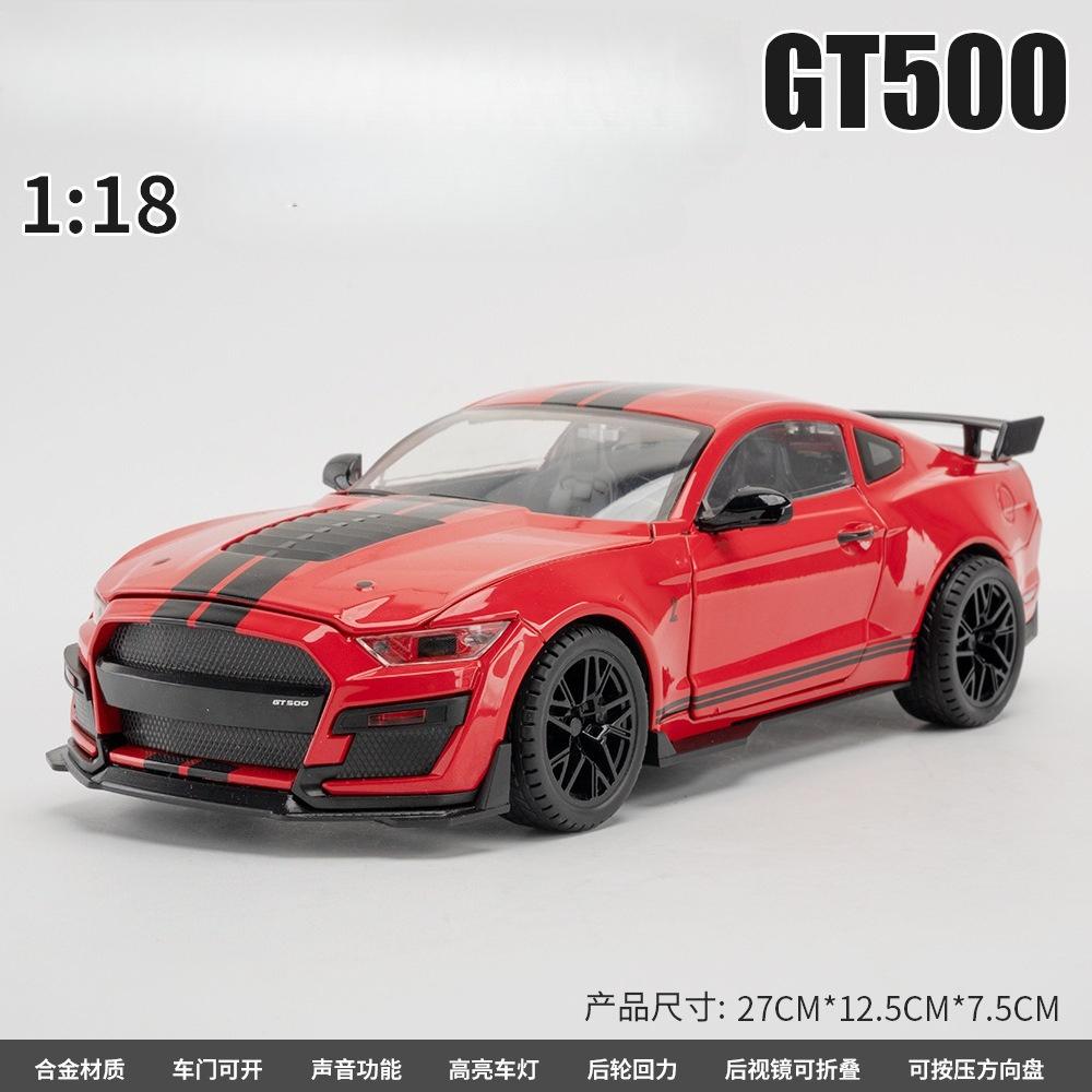 LLI6 Large 1:18 Ford Mustang GT500 Miniatures Alloy Diecast Metal Vehicle Model Desk Desktop Collection Decorative Hobby Ornaments