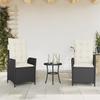 VidaXL Garden Reclining Chairs Set of 2 and Cushions Black Rattan 365264
