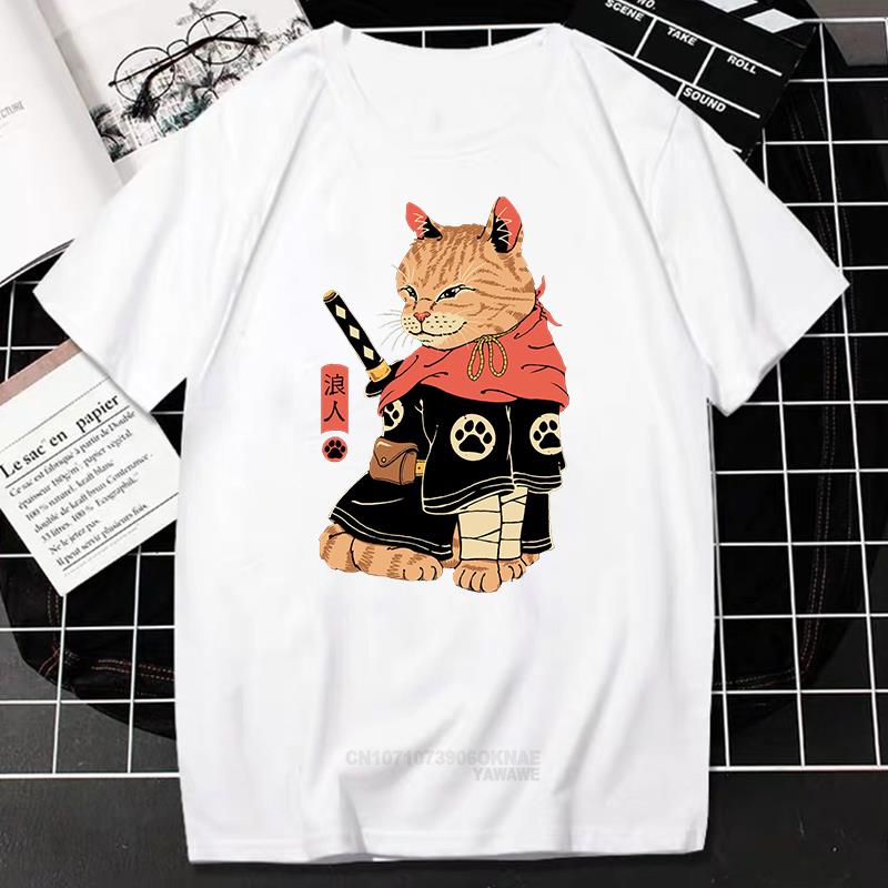 Kawaii Catana Tshirt Harajuku Cartoon Cat Print Top Women Men Casual Comfortable Tee Oversized Tshirt Roupas Masculinas