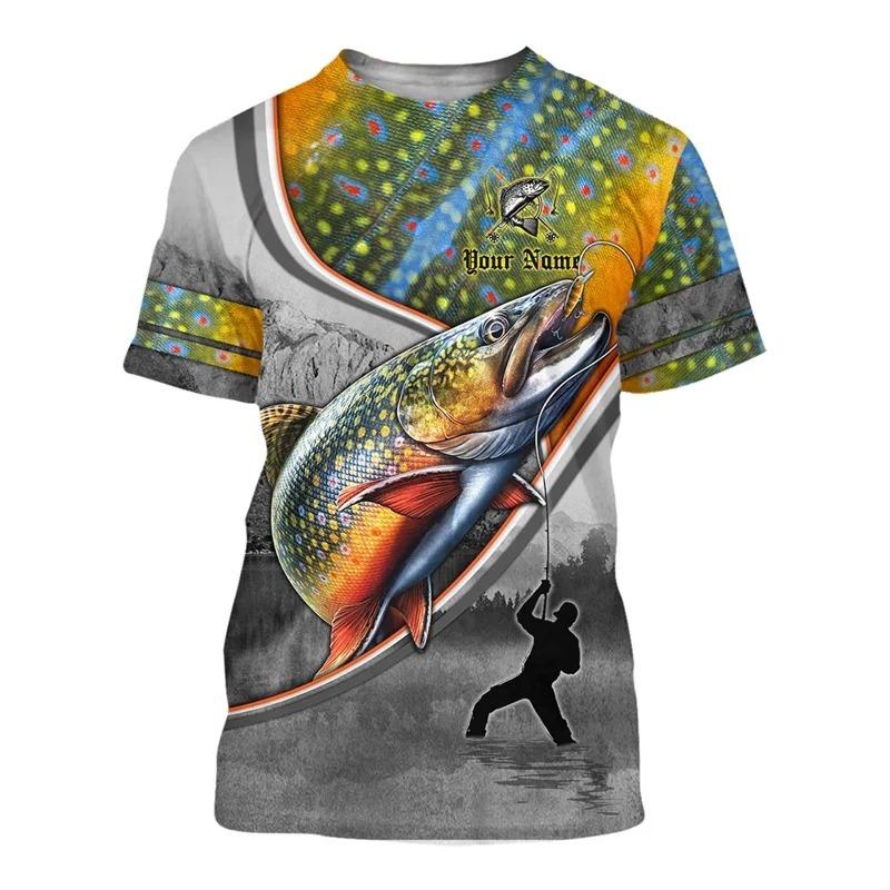 

Trout Fishing Pattern Men s T-shirt Casual Summer Harajuku Fashion Short sleeved Round Neck Loose Plus Size Top L