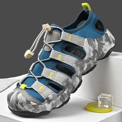 Outdoor Male Beach Shoes Anti-collision Toe Man Sandals 2025 New Roma Flats Vintage Style Men Summer Shoes Leather Men's Sandals