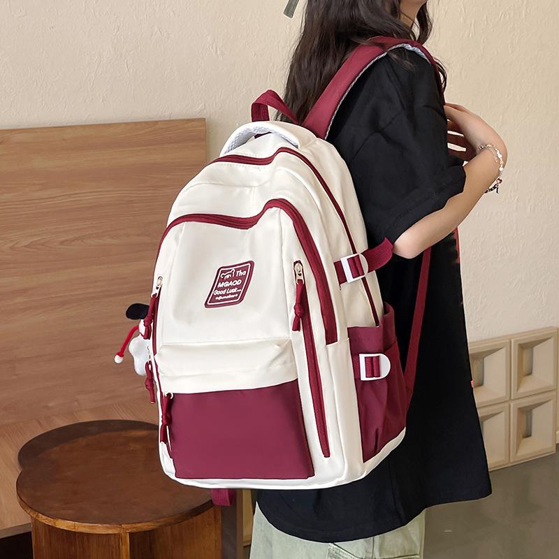 School bag student splicing contrasting colors casual versatile backpack large capacity multi-functional outdoor travel backpack