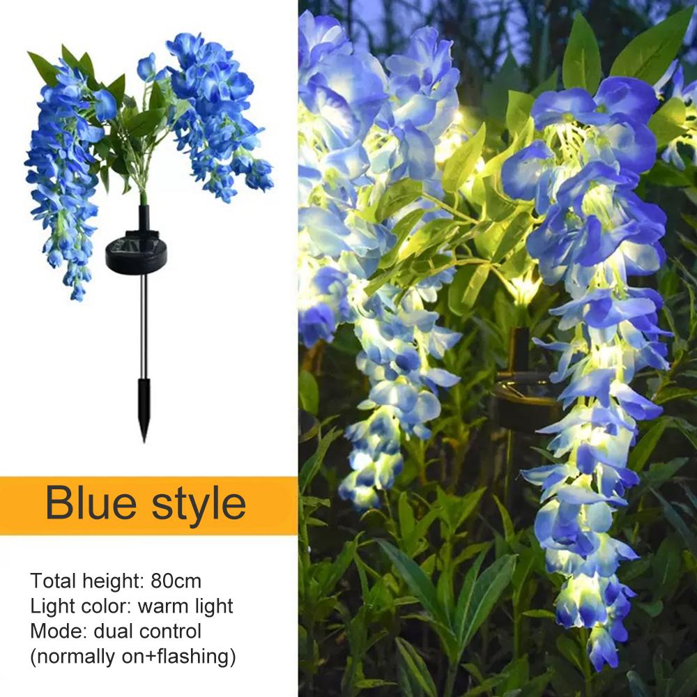 

Солнечный уличный декоративный свет Реалистичный цветочный глициниевый Водонепроницаемый Искусственные цветы Свет На солнечной батарее Садовый газон Дворовый светильник синий