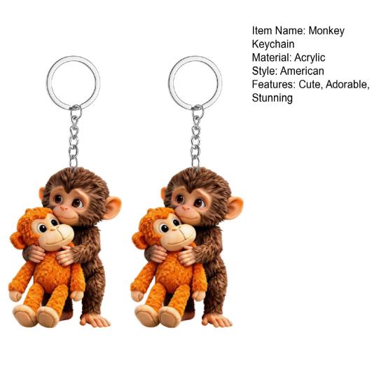 Baby Monkey Hugging Plush Toy Keychain Cute Animal Bag Charm for Keys Bags Backpacks Accessory Gifts for Friends
