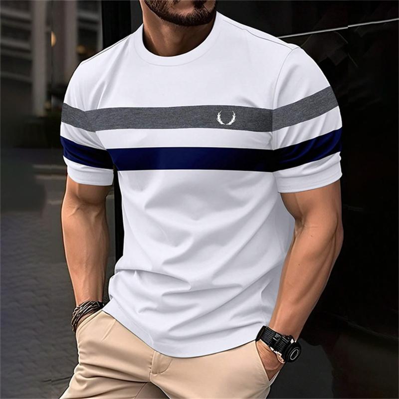ACasual Stripe 3D Printed Men's T-shirt Simple Fashion Summer Short Sleeve T-shirt Loose Streetwear Oversized Tees Mens Clothing