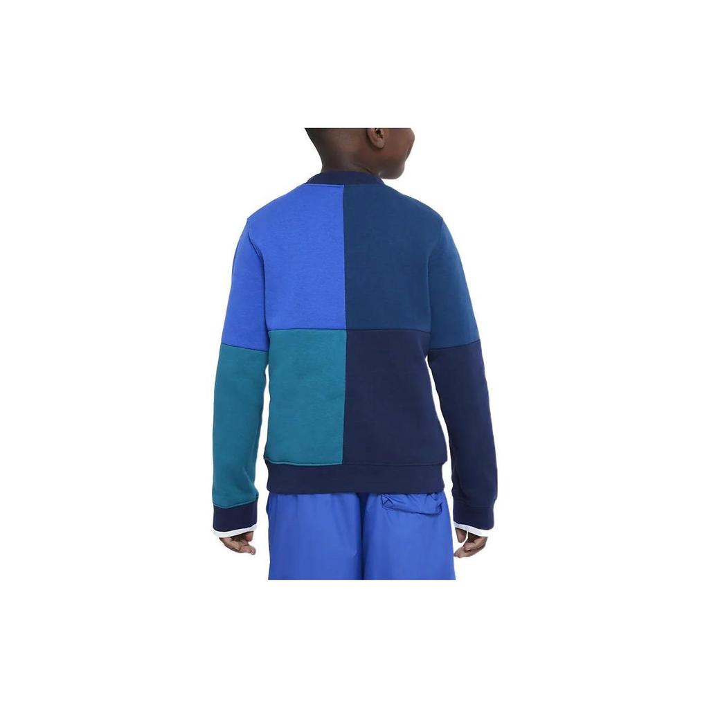 Nike Genser for barn med fargeblokk, brodert logo, rund hals og lange ermer. Barnegenser Blå DQ8819-411