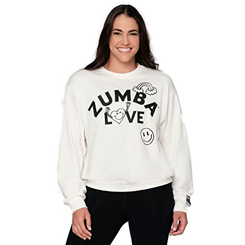 ZUMBA WEAR Women s Pullover Sweatshirt, Size S, White (Z1T000299)