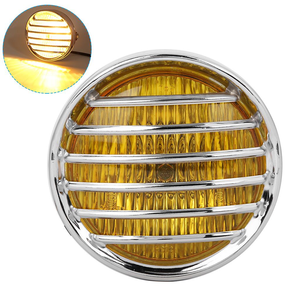 Vintage Motorcycle Grill Headlight Halogen Head Lamp High Brightness Electroplate
