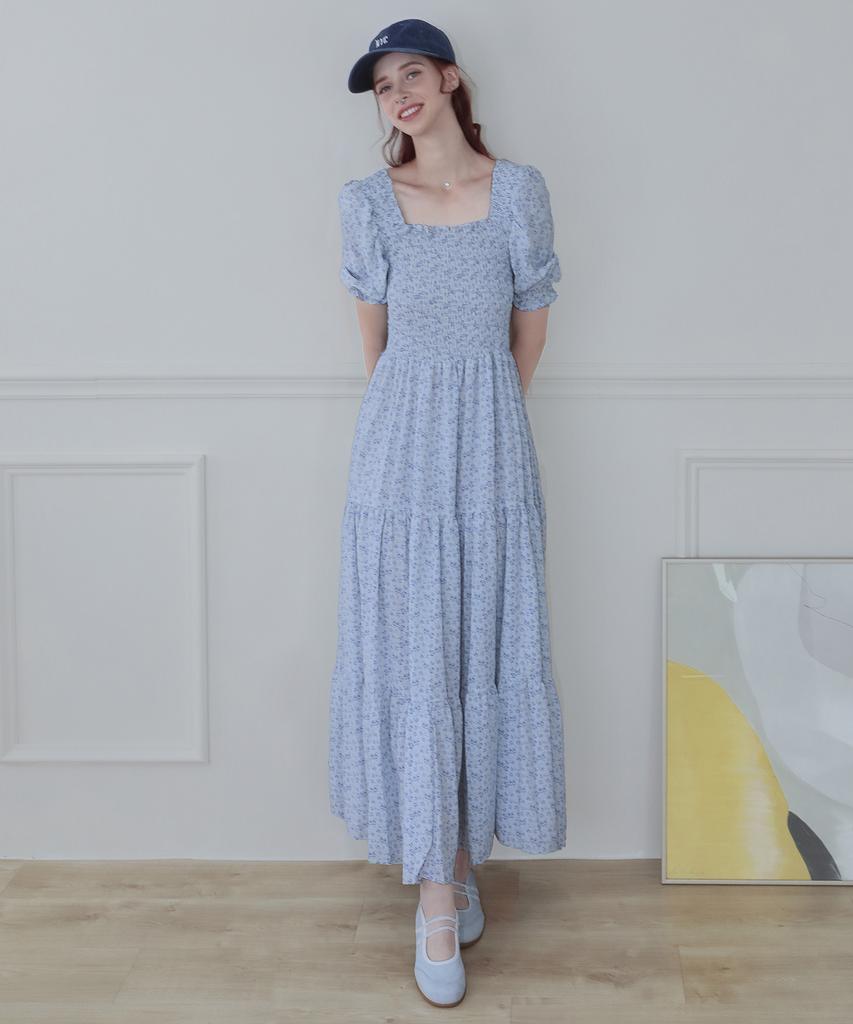 Keulleiseu Flower Smoking Long Dress_Black