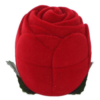 Boîte à bagues floquée en forme de rose rouge, étui de rangement portable pour boucles d'oreilles, colliers, bagues, cadeaux