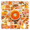 50 Orange Ins Style DIY Stickers Small Fresh Japanese Orange Decorative Mobile Phone Case Tablet Guka Stickers Waterproof