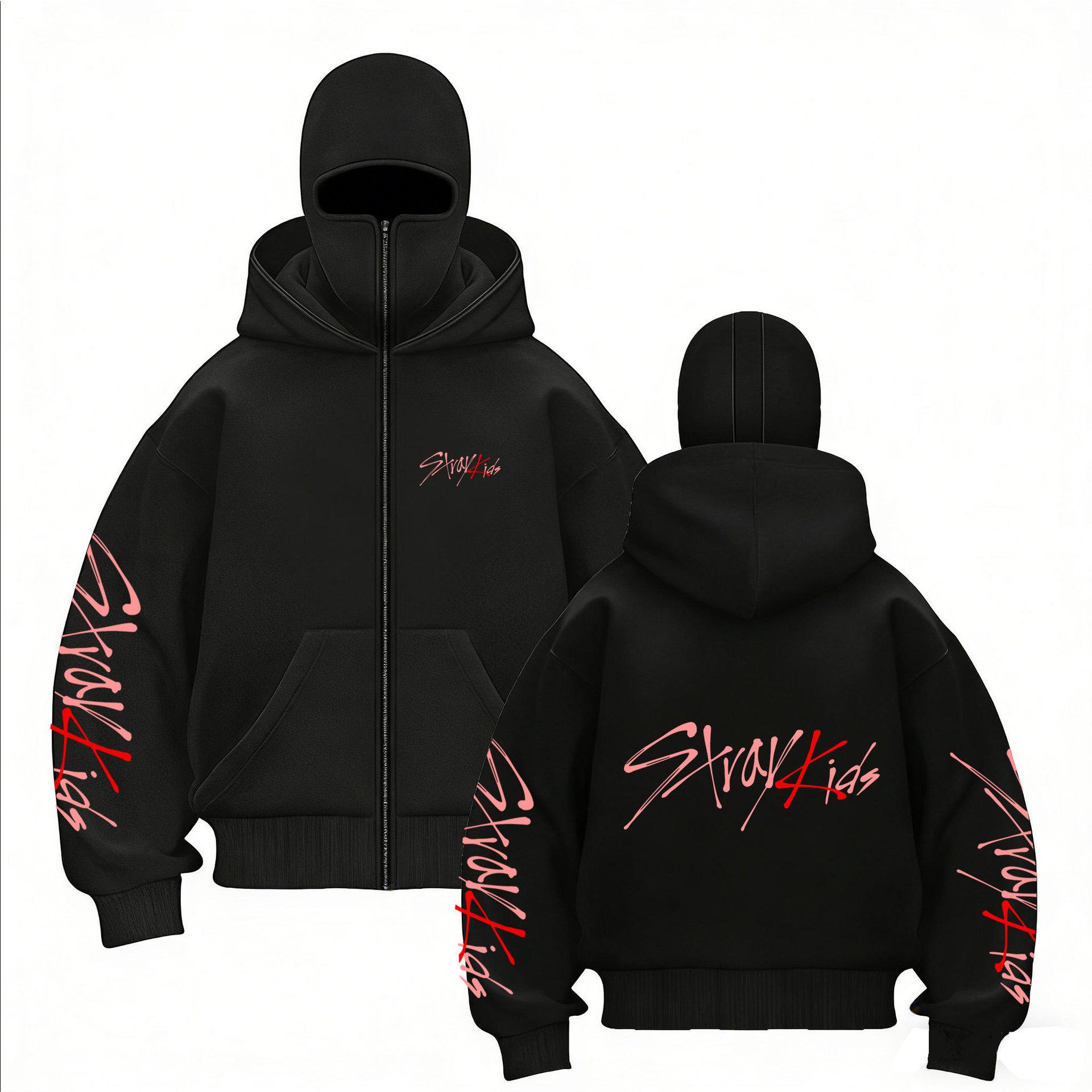 

Світшот на блискавці з принтом-комбінацією StrayKids, Новий, З подвійним капюшоном, Пуловер на блискавці, Чоловіча та жіноча куртка-світшот S