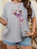 Butterfly Floral Print Women T-Shirt Summer Casual Short Sleeve Crewneck Tops Oversized Boho Flower Graphic Tee Summer Tops