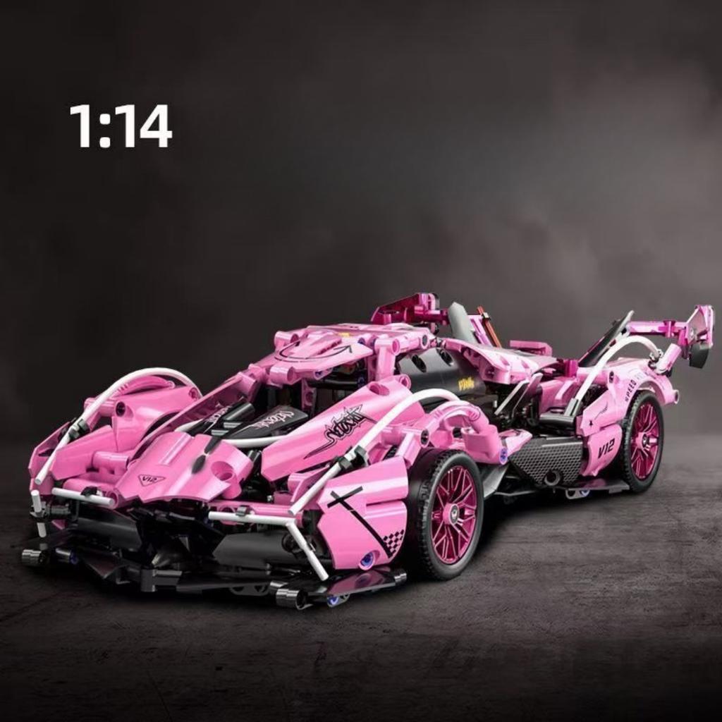 1:14 MOC V12 Mașină Sport Super Viteză Blocuri de Construcție Vehicul de Curse Asamblare Cărămizi Jucării pentru Adulți Copii Cadouri de Ziua de Naștere Anul Nou