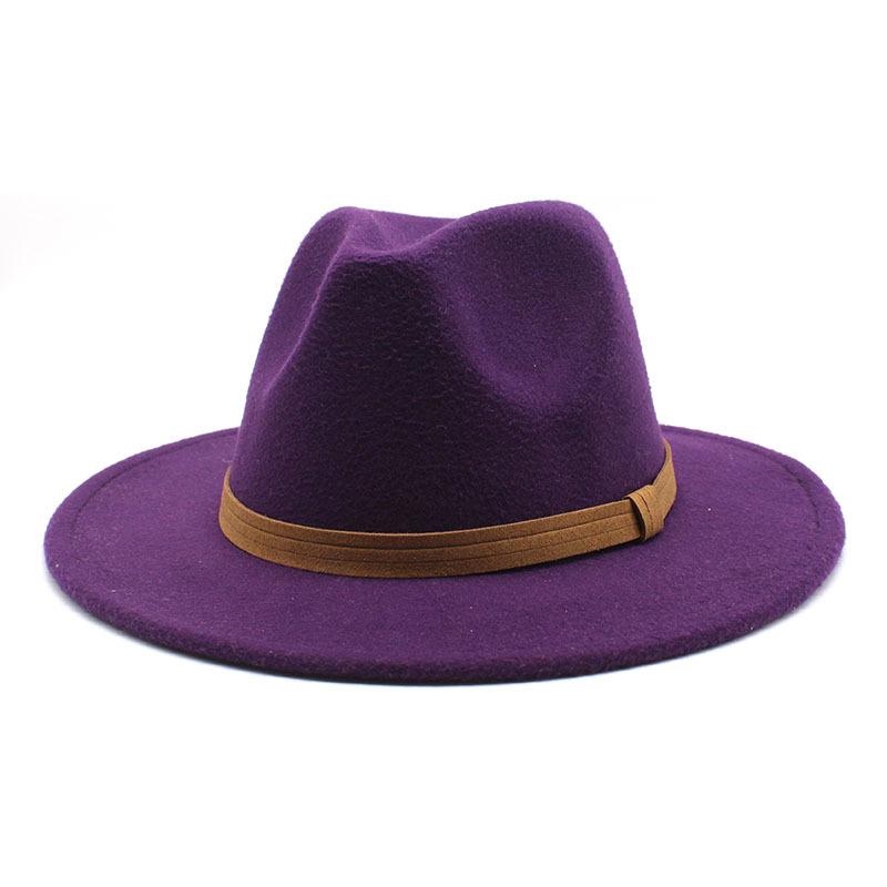 Men'S And Women'S Top Hat Flat Edge Straight Edge Suede With Accessories Woolen Jazz Hat