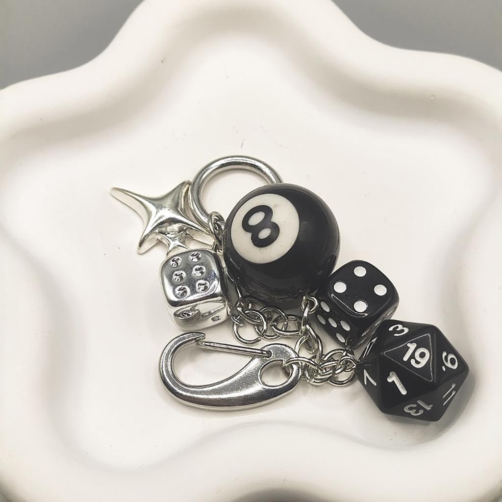 Star Dice Black Eight Ball Pendant Bag Pendant Handmade Diy Pendant Ornaments Suitable for Car Decorations Cool Bag Charm
