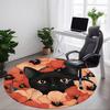 1pc Black Cat Floral Pattern Chair Carpet for Office, Round Non Slip Durable Large Size Office Carpet, Suitable for Office