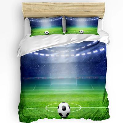 Set de Lenjerie de Pat cu Imprimeu Fotbal, Husă de Plapumă Confortabilă, Față de Pernă, Textile pentru Casă, Husă de Pătură, pentru Băiat, Copil, Adolescent, Fată, Lux, 3 buc