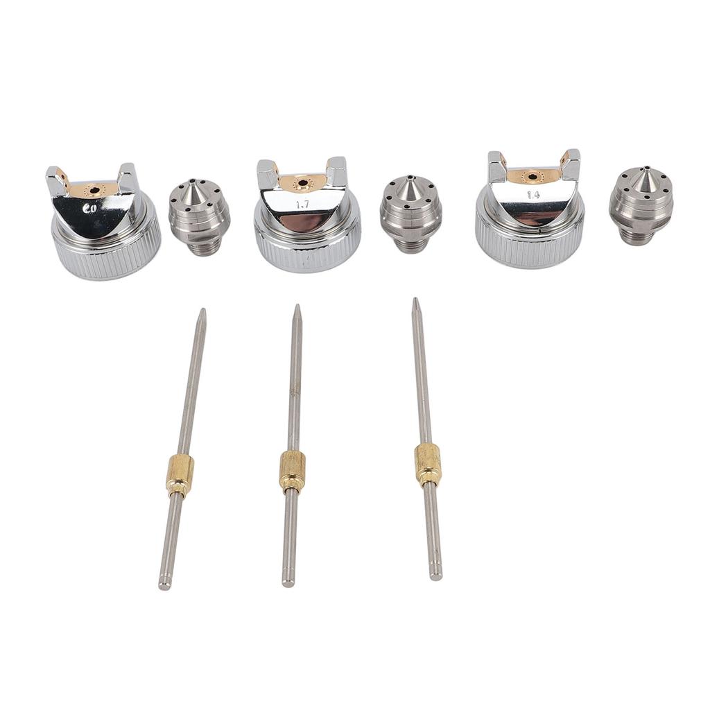 3 Sett Nål Væskedyse Lufthette Sett H 827 1.4 1.7 2.0mm Stabil Ytelse Messing Plast Væskespiss Størrelse Oppsett