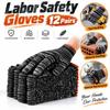 12Pairs Anti-Slip Labor Safety Gloves Wear-Resistant Protective Hand Gloves  Repair Work